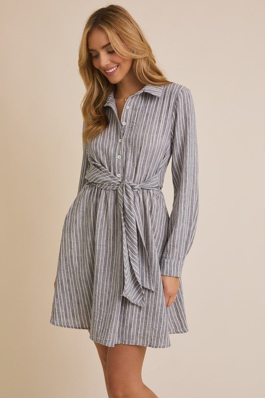 Collared long sleeve dress
