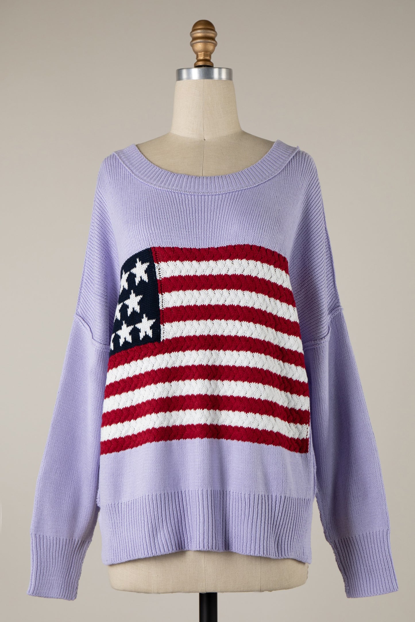 FLAG CROCHET KNIT SWEATER TOP