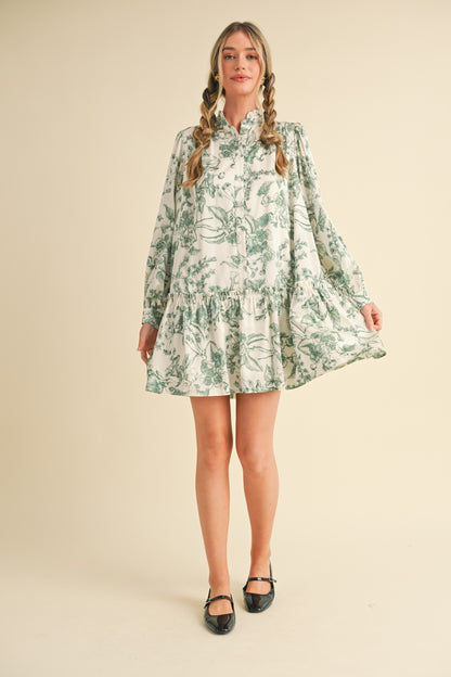 LONG SLEEVE DROP WAIST MINI DRESS