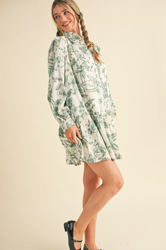 LONG SLEEVE DROP WAIST MINI DRESS