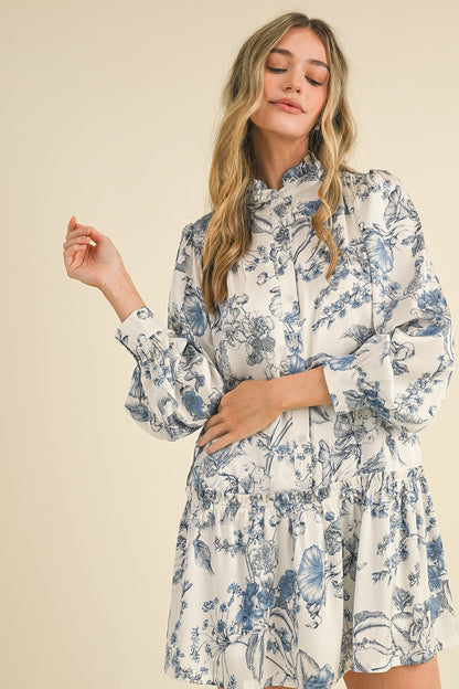 LONG SLEEVE DROP WAIST MINI DRESS