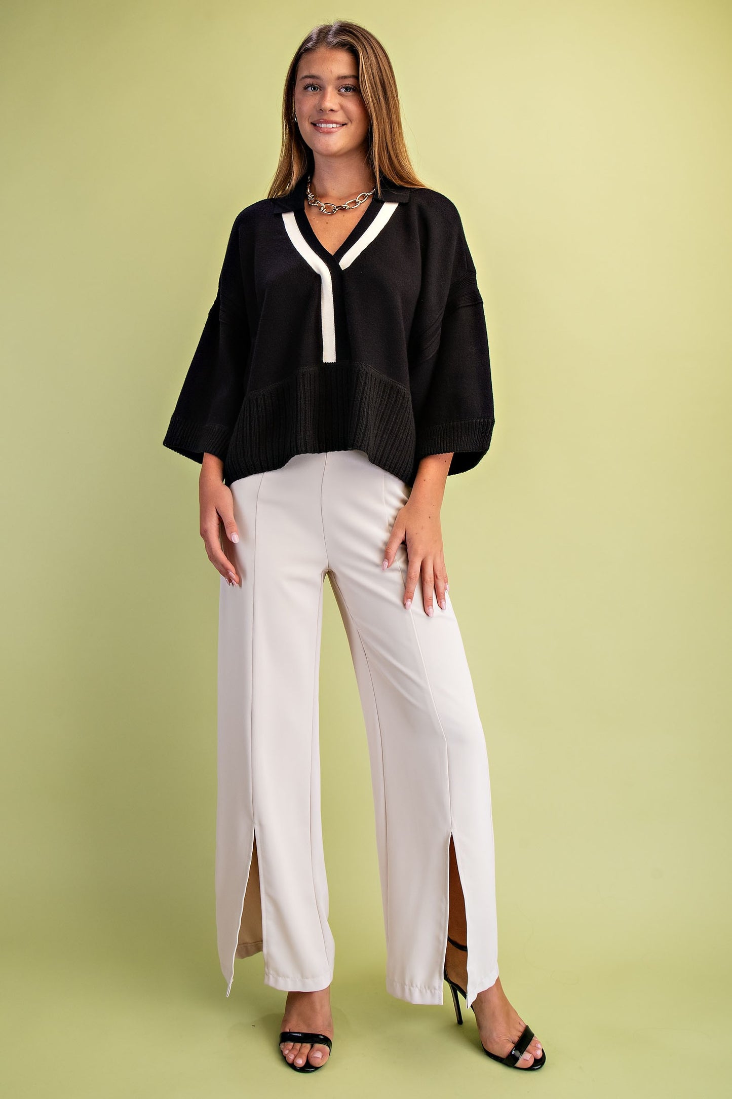 V-neck Collared Sweater