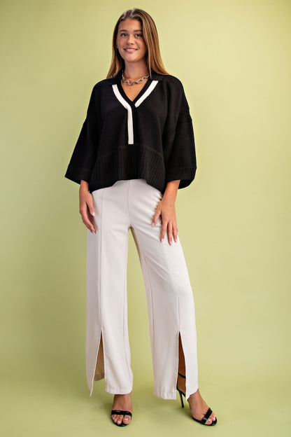 V-neck Collared Sweater